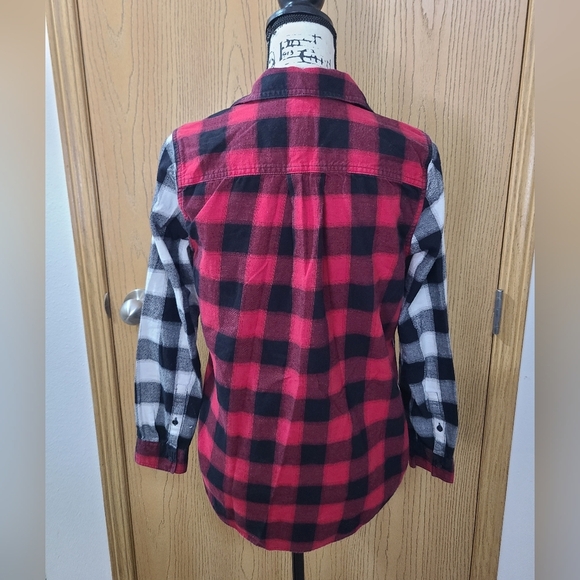 Eddie Bauer Patchwork Colorblock Buffalo Plaid Flannel Button Up Shirt - Picture 2 of 2